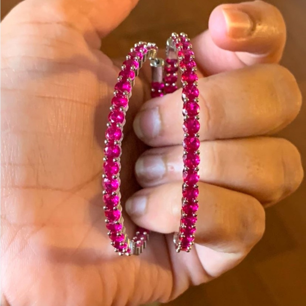 Ruby Big Inside Out Hoop Earring - image 3